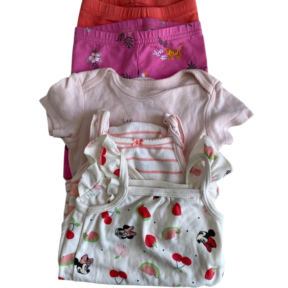 5-Piece Toddler Girl Clothing Bundle – Size 18 Months Minnie, Onesies & Shorts